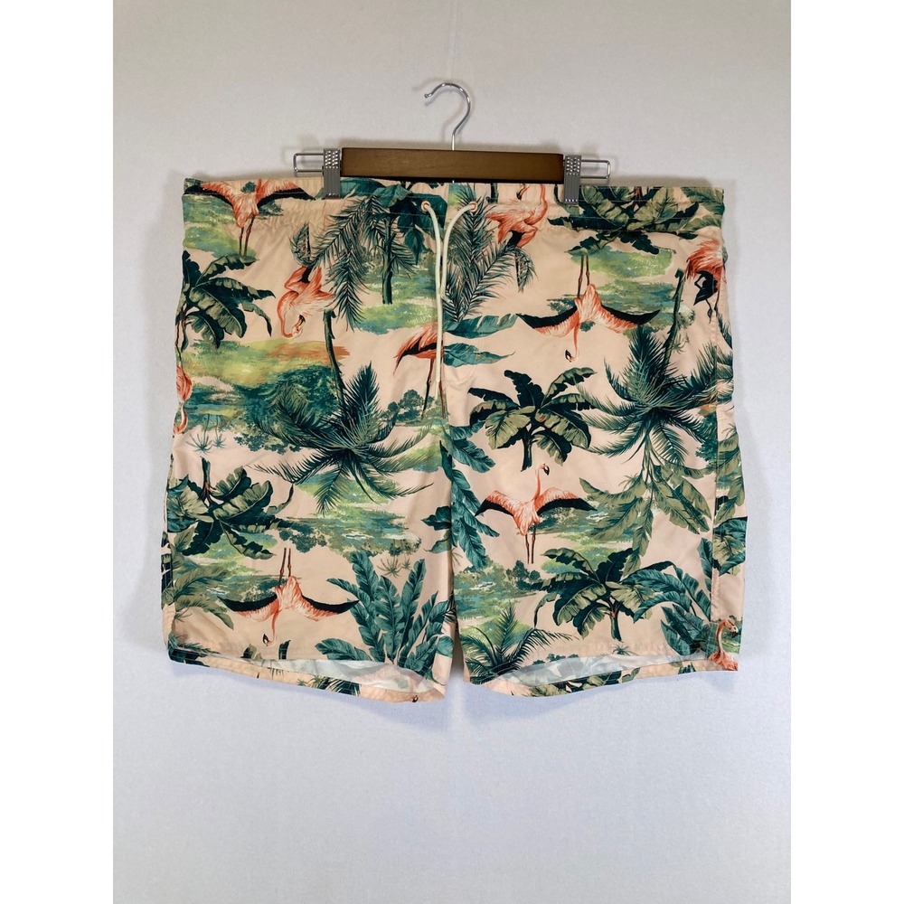 Tropical Flamingo Old Navy Mens 2XL Peach Pink Palm Tree Swim Trunks 674325-05
